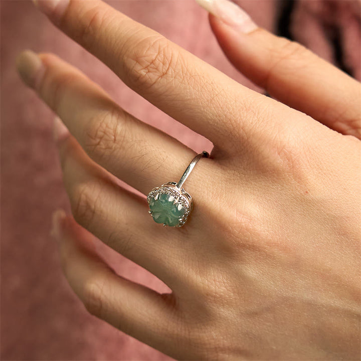 Anillo de aleación de jade y flor con Buddha Stones