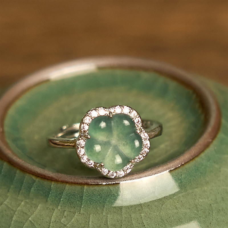 Anillo de aleación de jade y flor con Buddha Stones