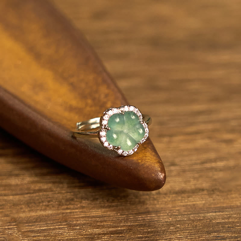 Anillo de aleación de jade y flor con Buddha Stones