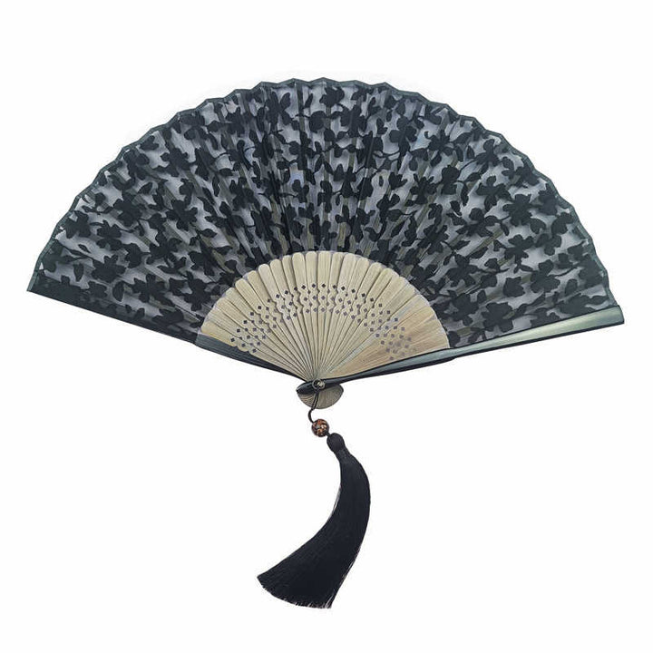 Abanico plegable de bambú de mano con diseño retro de Buddha Stones