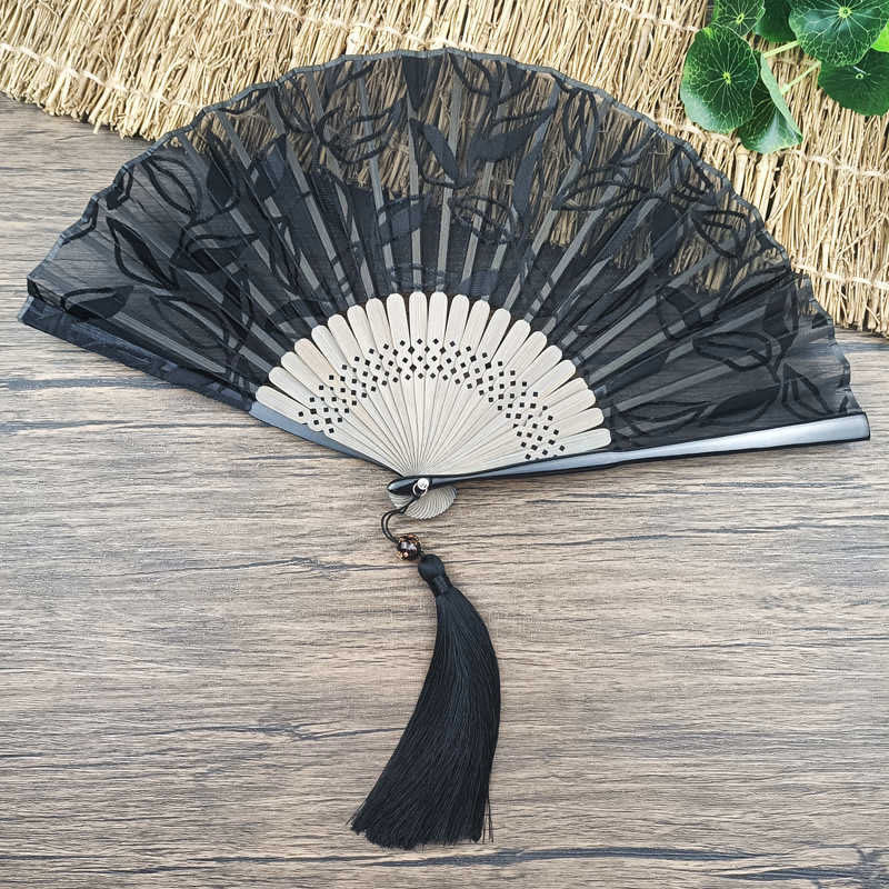 Abanico plegable de bambú de mano con diseño retro de Buddha Stones