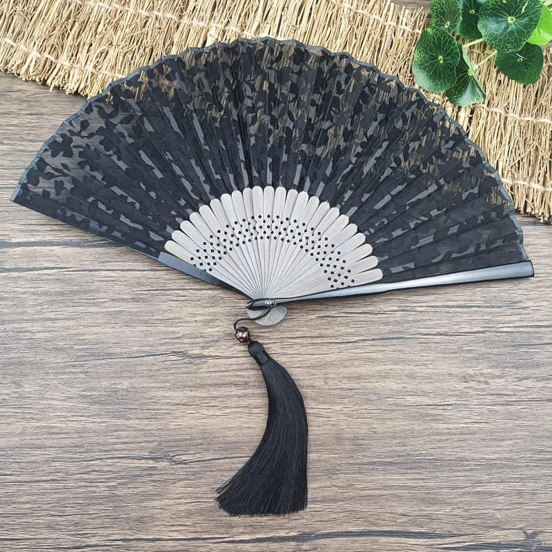 Abanico plegable de bambú de mano con diseño retro de Buddha Stones