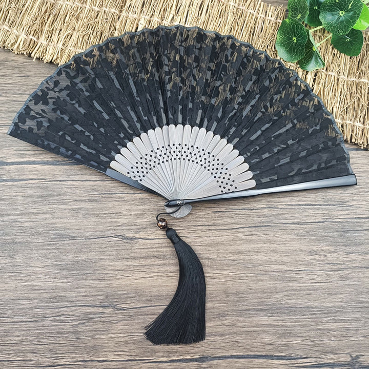 Abanico plegable de bambú de mano con diseño retro de Buddha Stones