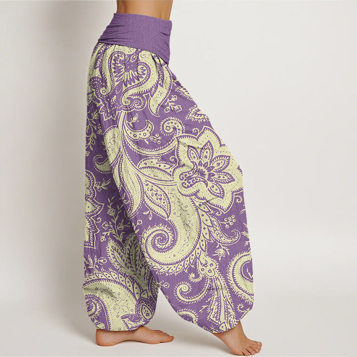Pantalones harén con cintura elástica para mujer con estampados de cachemira y flores y Buddha Stones - image 6