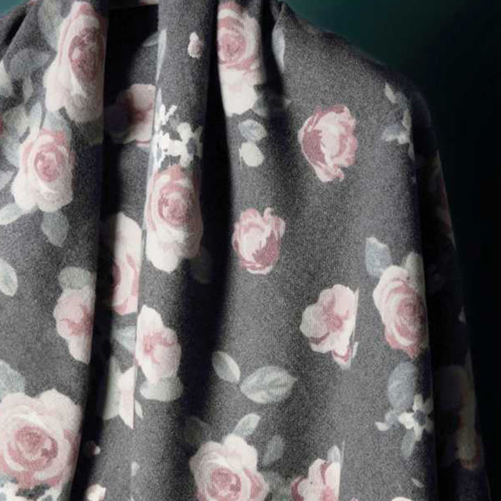 Chal tibetano con Buddha Stones, rosa de jardín, bufanda de viaje acogedora para otoño e invierno