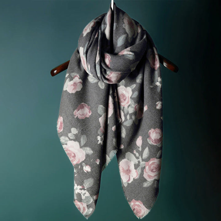 Chal tibetano con Buddha Stones, rosa de jardín, bufanda de viaje acogedora para otoño e invierno - image 15