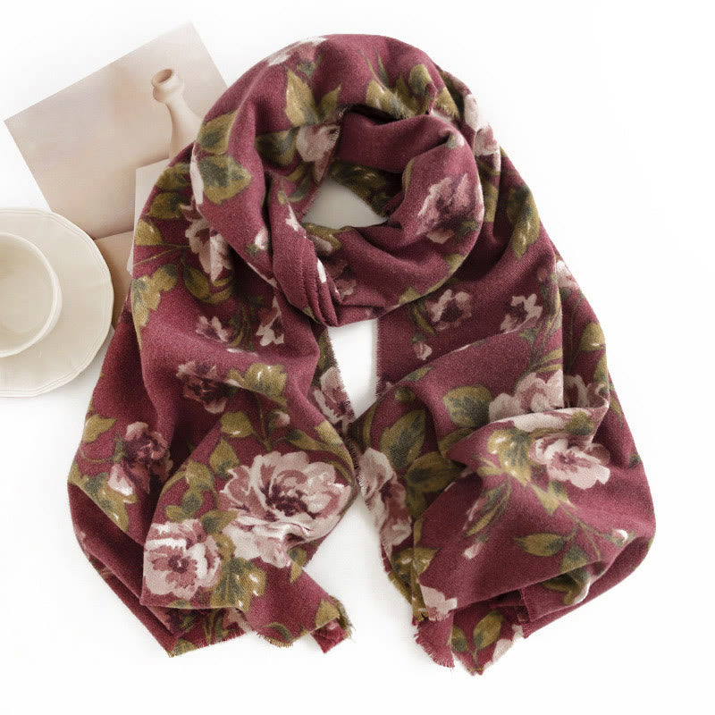 Chal tibetano con Buddha Stones, rosa de jardín, bufanda de viaje acogedora para otoño e invierno - image 2