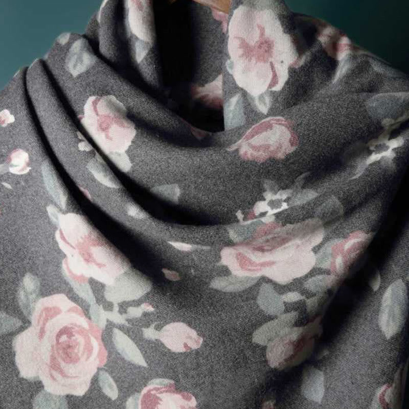 Chal tibetano con Buddha Stones, rosa de jardín, bufanda de viaje acogedora para otoño e invierno - image 19