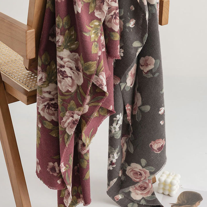 Chal tibetano con Buddha Stones, rosa de jardín, bufanda de viaje acogedora para otoño e invierno - image 5