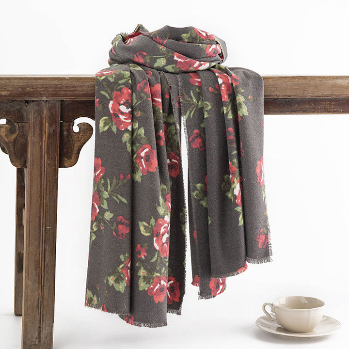 Chal de jardín con flores de rosas tibetanas y Buddha Stones, bufanda acogedora para otoño e invierno  - image 4