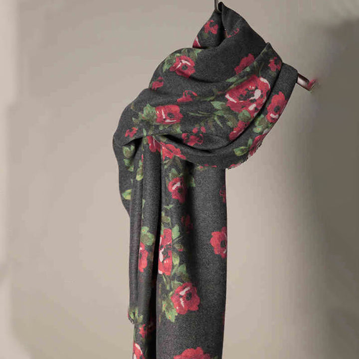 Chal de jardín con flores de rosas tibetanas y Buddha Stones, bufanda acogedora para otoño e invierno  - image 7