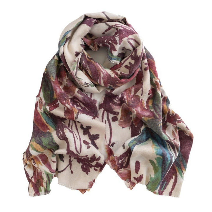 Chal con estampado de flores coloridas y dulces tibetanas con Buddha Stones para otoño e invierno, bufanda suave - image 22