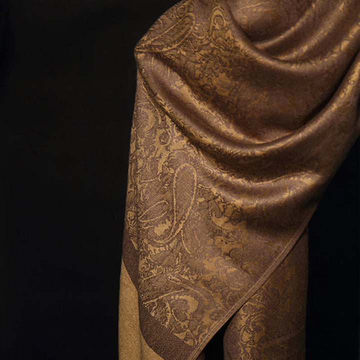 Chal tibetano de jacquard de anacardo con borlas y Buddha Stones , ideal para primavera, otoño e invierno. Bufanda cálida y acogedora. - image 6