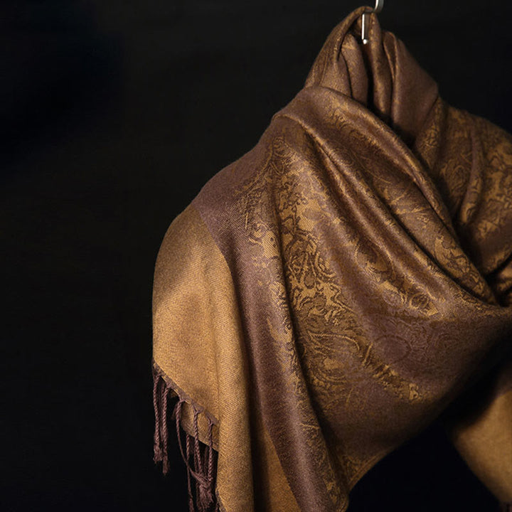 Chal tibetano de jacquard de anacardo con borlas y Buddha Stones , ideal para primavera, otoño e invierno. Bufanda cálida y acogedora. - image 5
