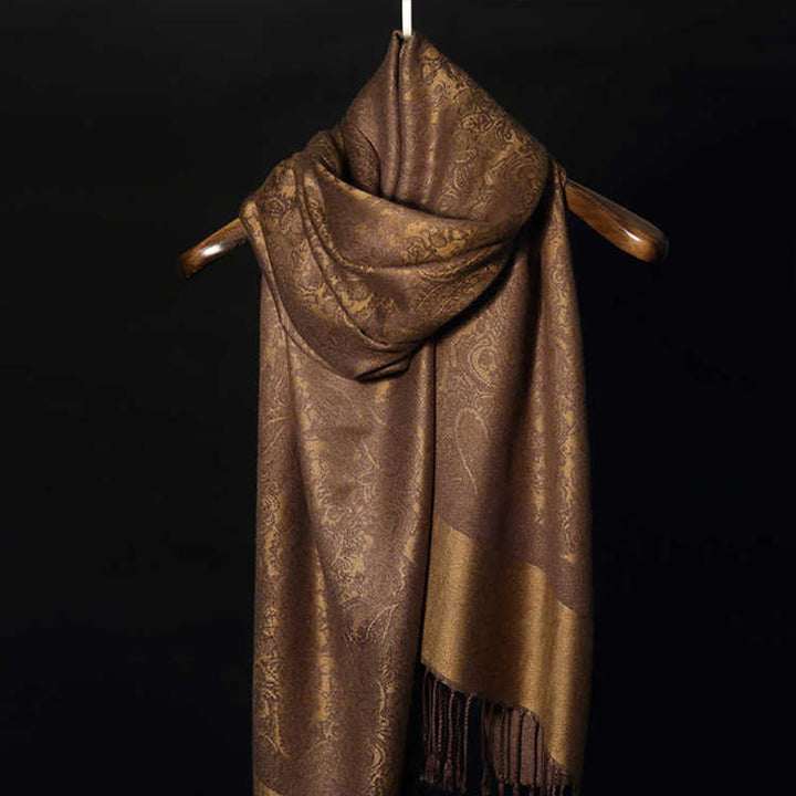 Chal tibetano de jacquard de anacardo con borlas y Buddha Stones , ideal para primavera, otoño e invierno. Bufanda cálida y acogedora. - image 2