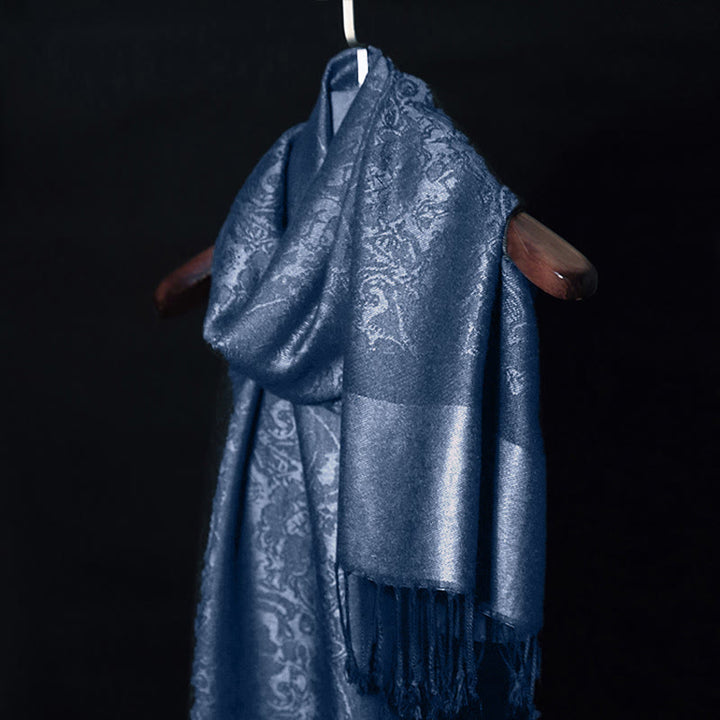 Chal tibetano de jacquard de anacardo con borlas y Buddha Stones , ideal para primavera, otoño e invierno. Bufanda cálida y acogedora. - image 12