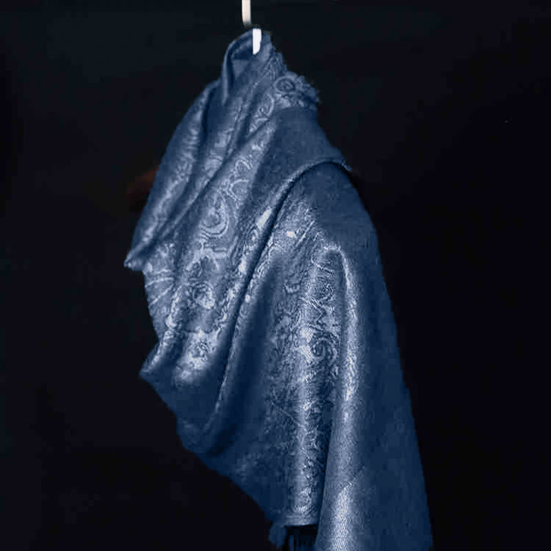 Chal tibetano de jacquard de anacardo con borlas y Buddha Stones , ideal para primavera, otoño e invierno. Bufanda cálida y acogedora. - image 13
