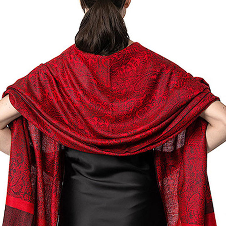 Chal de borlas de jacquard tibetano con Buddha Stones y anacardo para primavera, otoño e invierno, cálido y acogedor - image 25