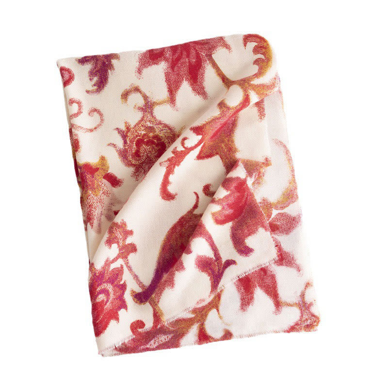 Chal con estampado de flores rojas tibetanas y Buddha Stones para otoño e invierno, suave y cálido - image 17
