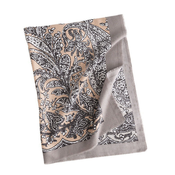 Chal con estampado étnico tibetano de flores y Buddha Stones para otoño e invierno, suave y cálido