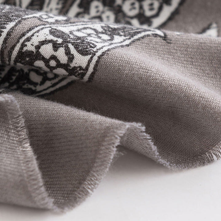 Chal con estampado étnico tibetano de flores y Buddha Stones para otoño e invierno, suave y cálido