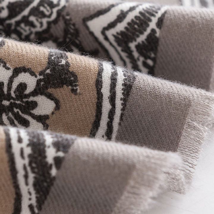 Chal con estampado étnico tibetano de flores y Buddha Stones para otoño e invierno, suave y cálido