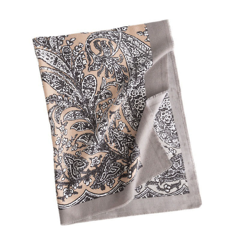 Chal con estampado étnico tibetano de flores y Buddha Stones para otoño e invierno, suave y cálido - image 9