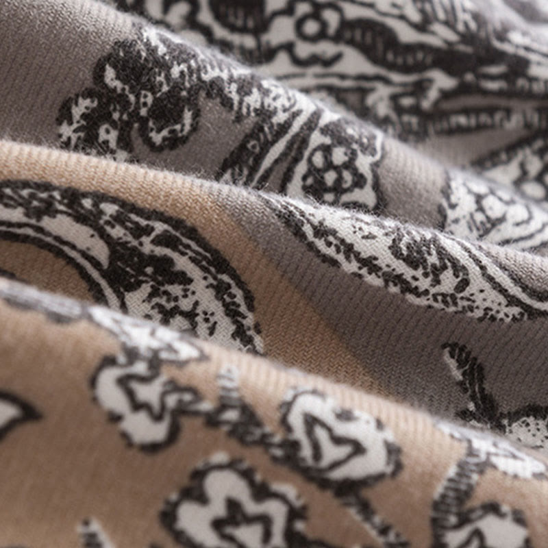 Chal con estampado étnico tibetano de flores y Buddha Stones para otoño e invierno, suave y cálido
