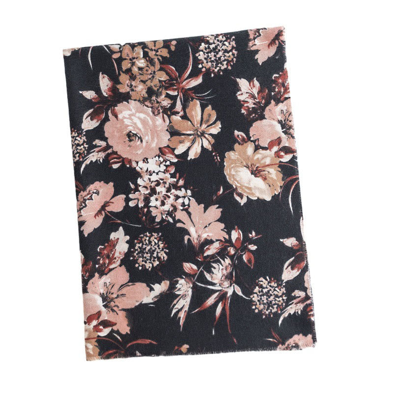 Chal con estampado de flores de crisantemo tibetano , Buddha Stones , rosa, otoño e invierno, suave y cálido