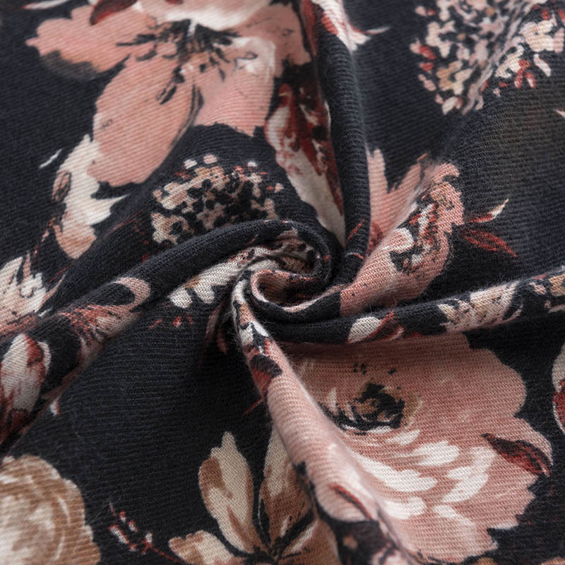 Chal con estampado de flores de crisantemo tibetano , Buddha Stones , rosa, otoño e invierno, suave y cálido