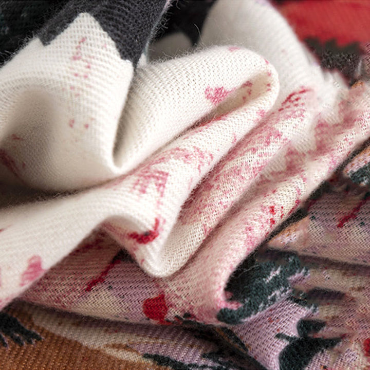 Chal con estampado de flores de peonía y rosas tibetanas con Buddha Stones, bufanda cálida y acogedora para otoño e invierno