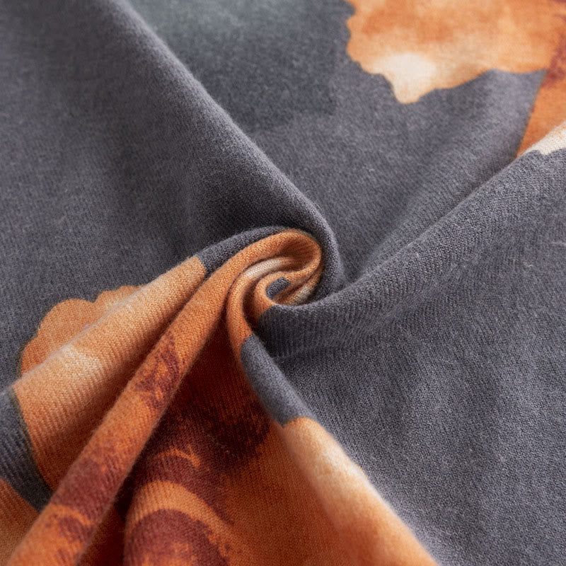 Chal tibetano con Buddha Stones , estilo artístico, estampado de hibisco sirio, bufanda cálida y acogedora para otoño e invierno