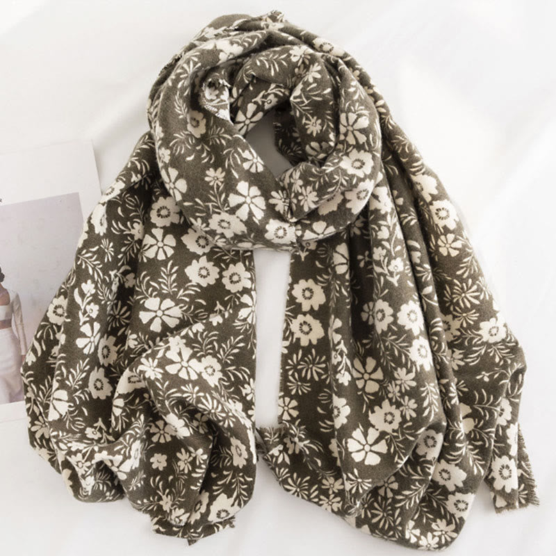 Chal tibetano con Buddha Stones y estampado de margaritas frescas para otoño e invierno, suave y cálido, para viajes