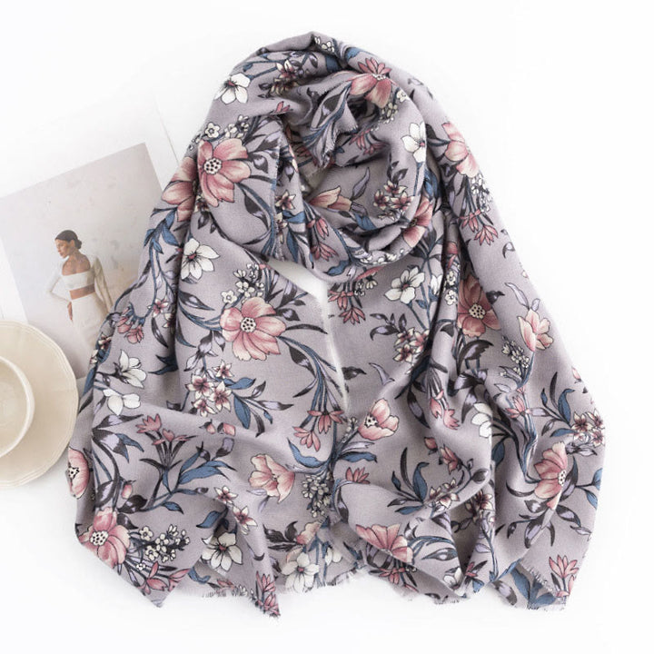 Chal tibetano con Buddha Stones, estampado retro de camelia japonesa en flor, bufanda suave y cálida para otoño e invierno - image 1