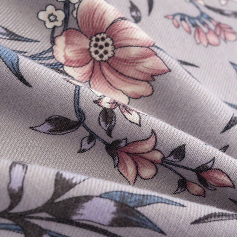 Chal tibetano con Buddha Stones, estampado retro de camelia japonesa en flor, bufanda suave y cálida para otoño e invierno - image 6