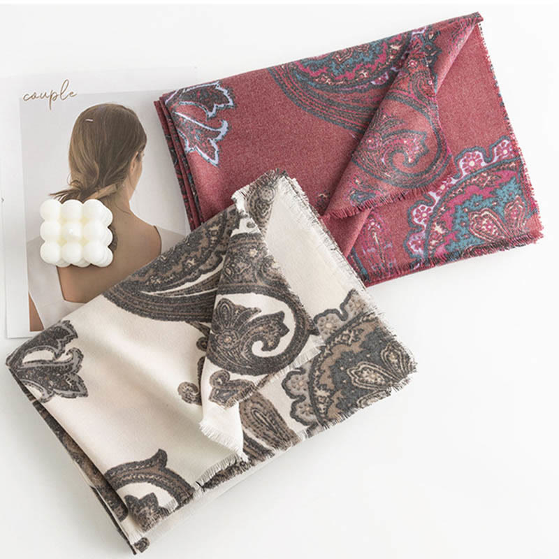 Chal con estampados de cachemira tibetano y Buddha Stones para otoño e invierno, suave y cálido