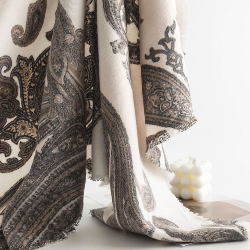 Chal con estampados de cachemira tibetano y Buddha Stones para otoño e invierno, suave y cálido - image 14