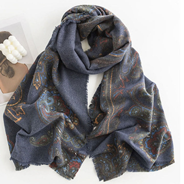 Chal con estampados de cachemira tibetano y Buddha Stones para otoño e invierno, suave y cálido