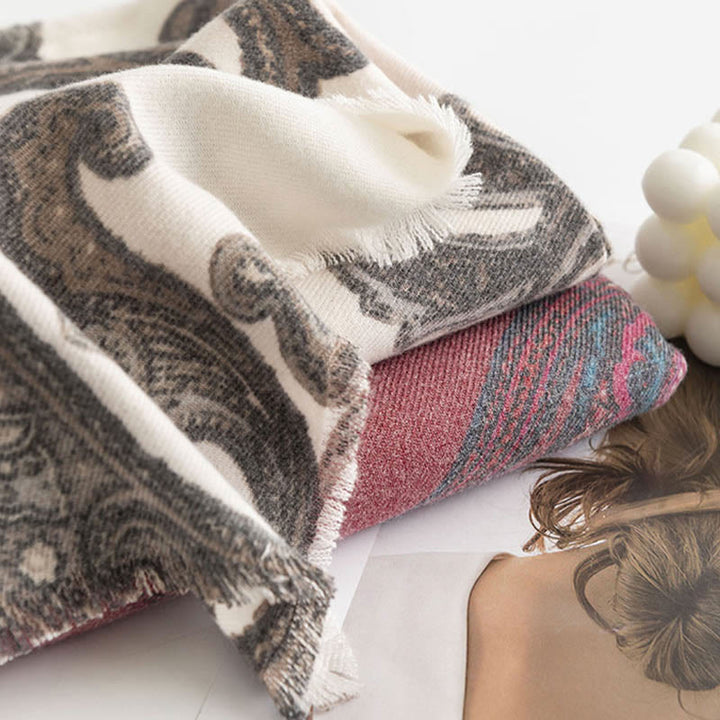 Chal con estampados de cachemira tibetano y Buddha Stones para otoño e invierno, suave y cálido