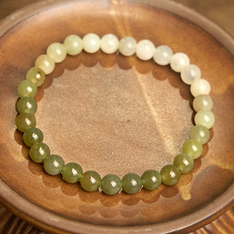 Pulsera de jade hetiano con Buddha Stones y color degradado
