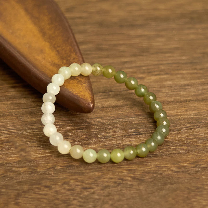 Pulsera de jade hetiano con Buddha Stones y color degradado