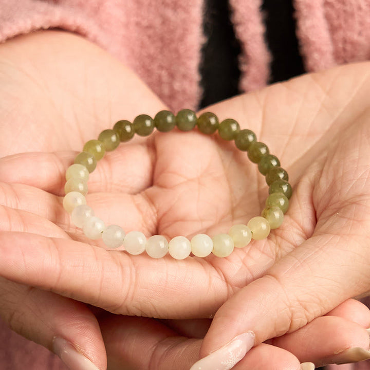 Pulsera de jade hetiano con Buddha Stones y color degradado