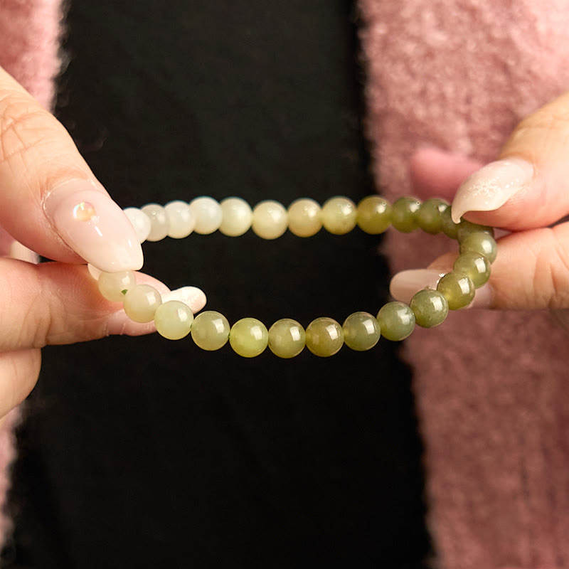 Pulsera de jade hetiano con Buddha Stones y color degradado