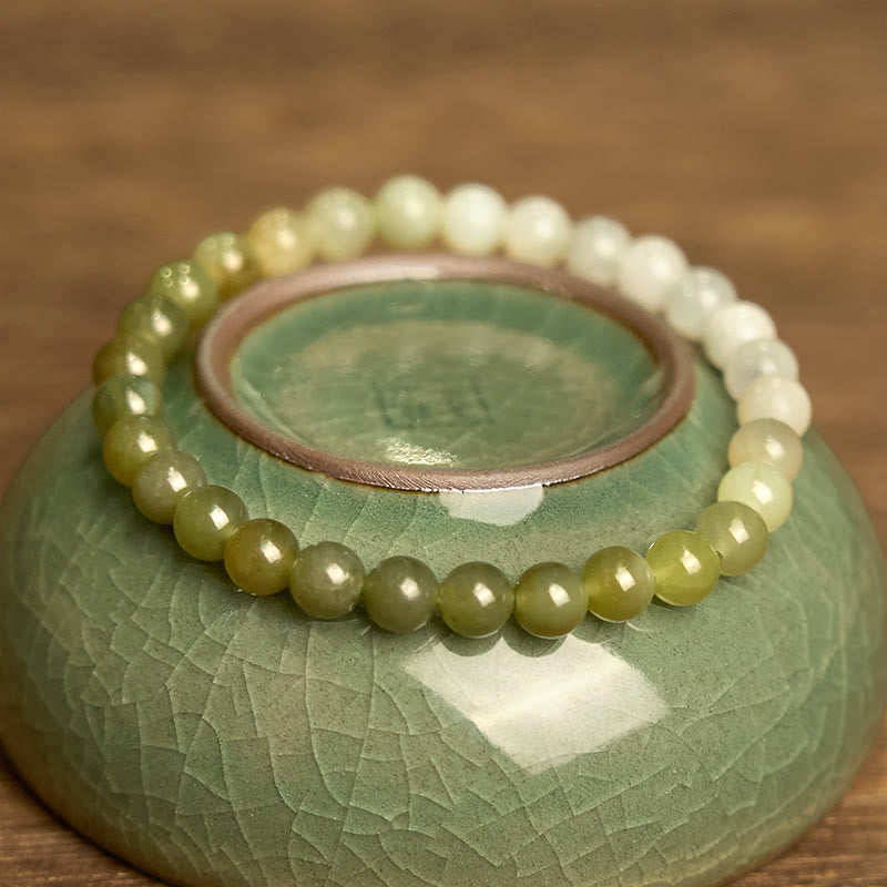 Pulsera de jade hetiano con Buddha Stones y color degradado