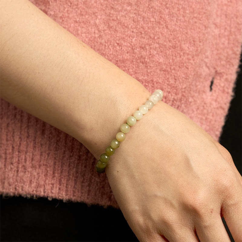 Pulsera de jade hetiano con Buddha Stones y color degradado