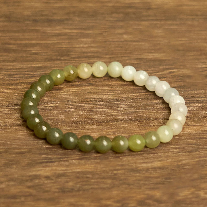 Pulsera de jade hetiano con Buddha Stones y color degradado
