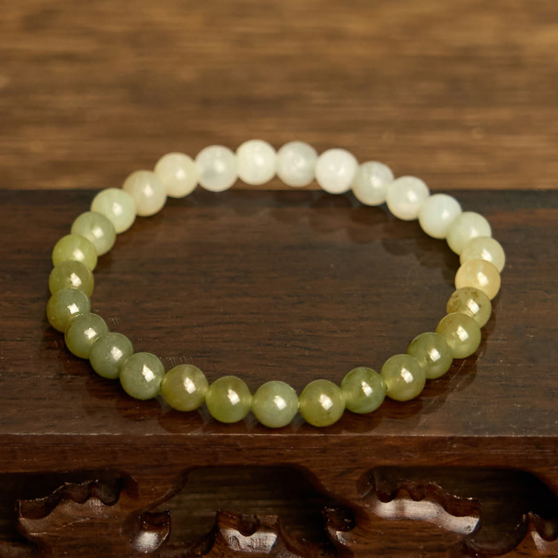 Pulsera de jade hetiano con Buddha Stones y color degradado