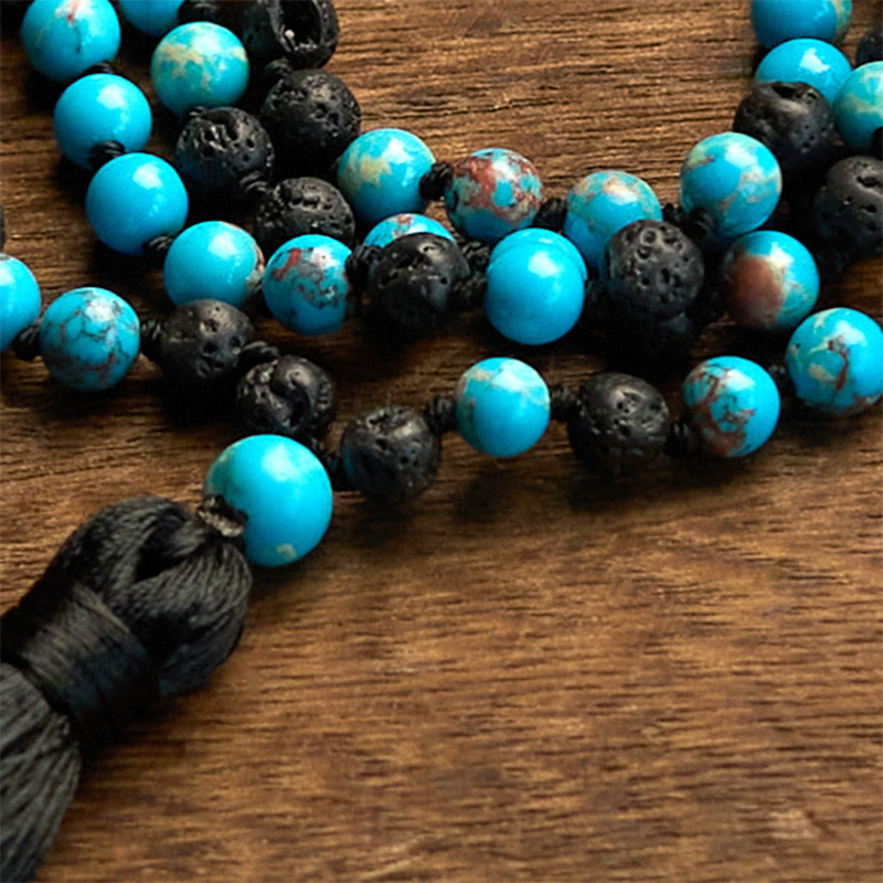 Collares colgantes con borlas y cuentas de lava de piedra del emperador y Buddha Stones