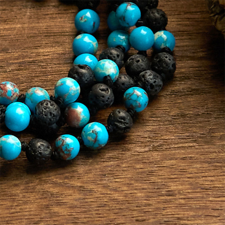 Collares colgantes con borlas y cuentas de lava de piedra del emperador y Buddha Stones