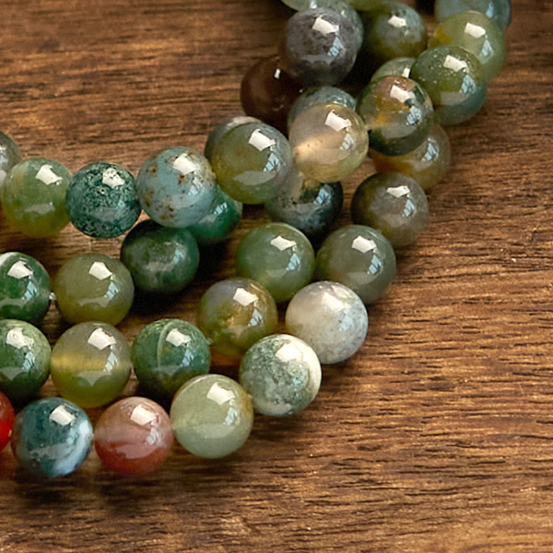 Buddha Stones de piedra natural con 108 cuentas de mala y ágata india con diseño de loto y calma